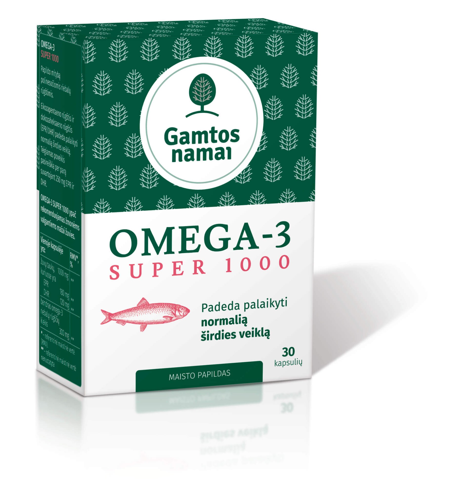 širdies sveikatos omega 3 žuvų taukai su vitaminu